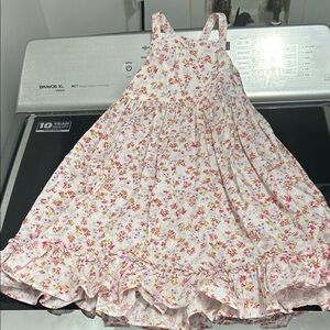 Girls 4t casual flower 100% cotton dress smocked cross cross back